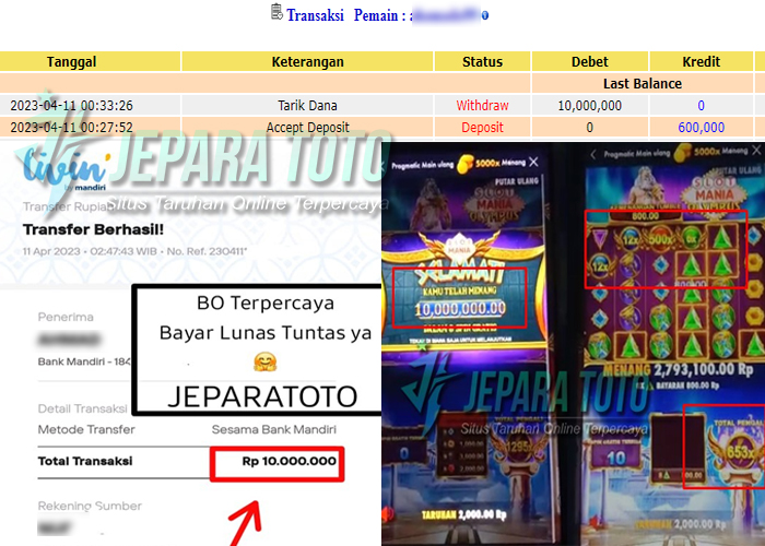 HASIL BUKTI JP SLOT GACOR MEMBER JEPARATOTO