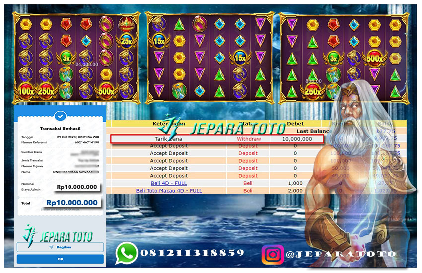 HASIL BUKTI JP SLOT GATES OF OLYMPUS MEMBER JEPARATOTO