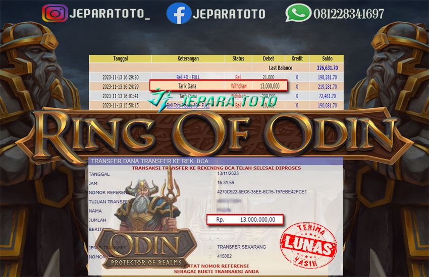 HASIL BUKTI JP SLOT RING OF ODIN MEMBER JEPARATOTO