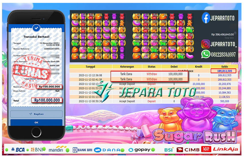 HASIL BUKTI JP SLOT MAXWIN SUGAR RUSH MEMBER JEPARATOTO