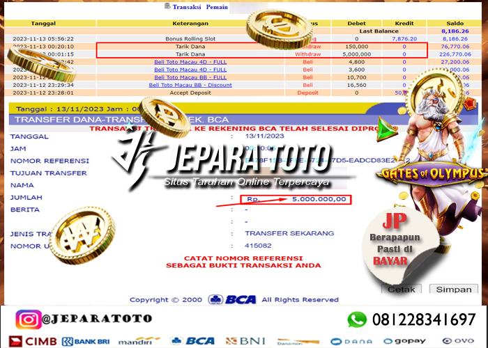 HASIL BUKTI JP SLOT GATES OF OLMPUS MEMBER JEPARATOTO