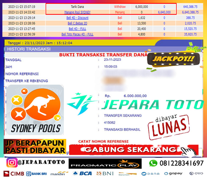 HASIL BUKTI JP TOGEL SDYNEY POOLS MEMBER JEPARATOTO