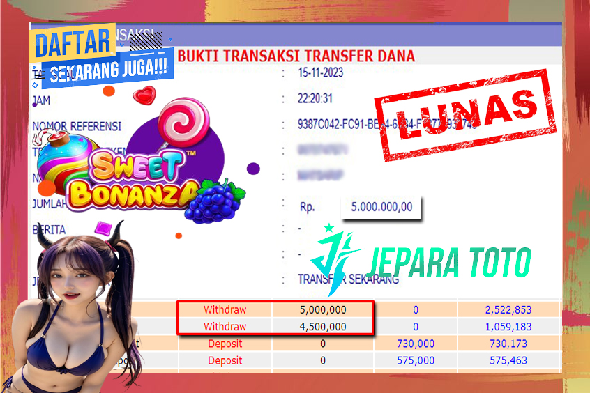 HASIL BUKTI JP SLOT SWEET BONANZA MEMBER JEPARATOTO