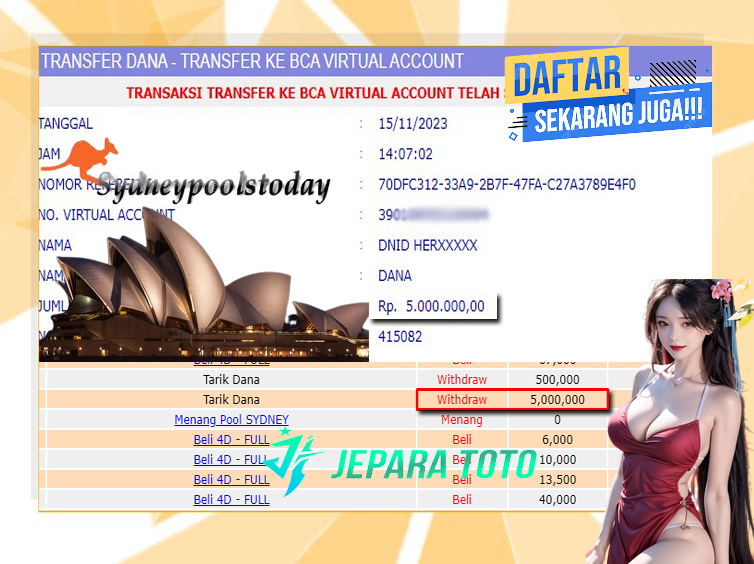 HASIL BUKTI JP TOGEL SDYNEY POOLS MEMBER JEPARATOTO