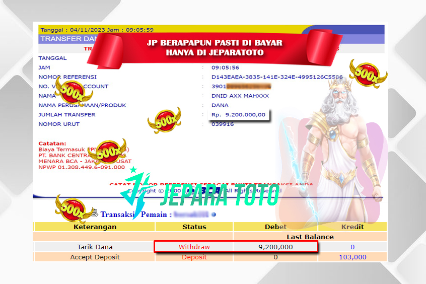 HASIL BUKTI JP SLOT GATES OF OLMPUS MEMBER JEPARATOTO