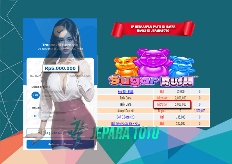 HASIL BUKTI JP SLOT SUGAR RUSH MEMBER JEPARATOTO