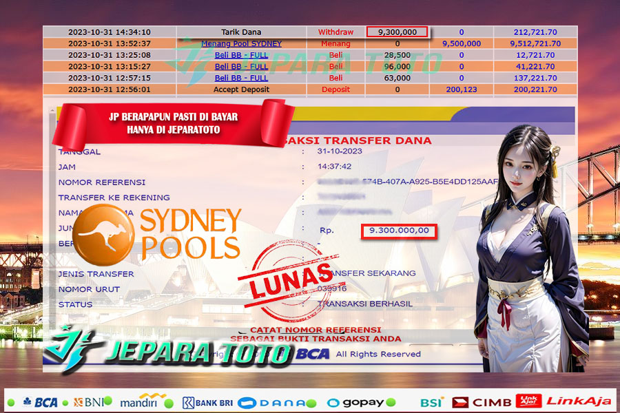 HASIL BUKTI JP TOGEL SYDNEY POOLS MEMBER JEPARATOTO