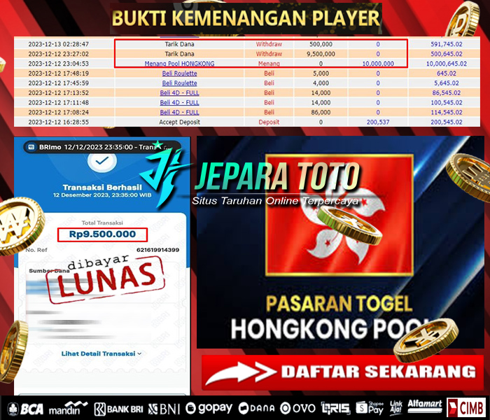 HASIL BUKTI JP TOGEL HONGKONG POOLS MEMBER JEPARATOTO