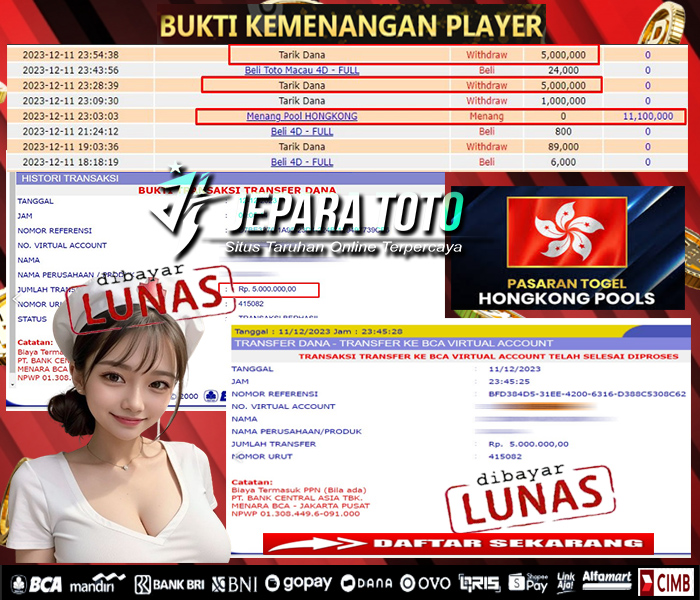 HASIL BUKTI JP TOGEL HONGKONG POOLS MEMBER JEPARATOTO