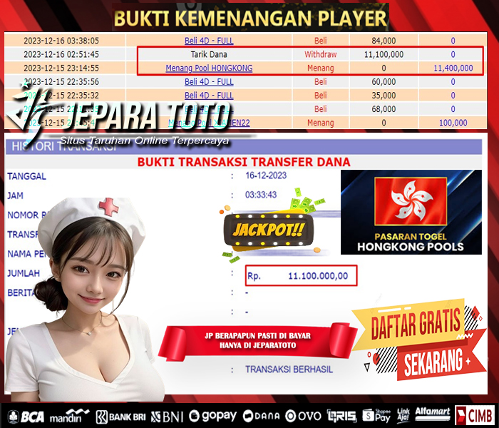 HASIL BUKTI JP TOGEL HONGKONG POOLS MEMBER JEPARATOTO