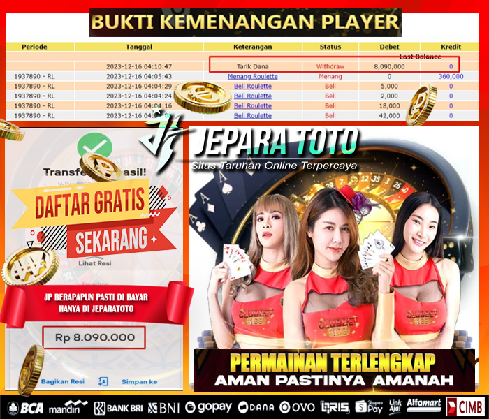 HASIL BUKTI JP LIVE GAME ROULETTE MEMBER JEPARATOTO