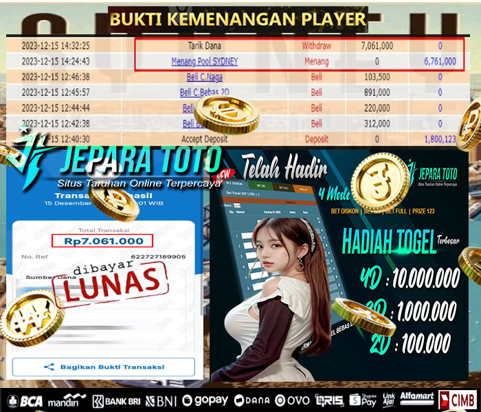 HASIL BUKTI JP TOGEL SDYNEY POOLS MEMBER JEPARATOTO