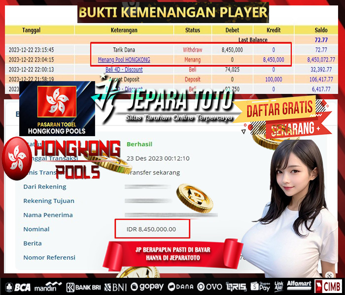 HASIL BUKTI JP TOGEL HONGKONG POOLS MEMBER JEPARATOTO