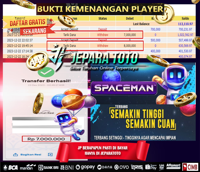 HASIL BUKTI JP SLOT SPACEMAN MEMBER JEPARATOTO