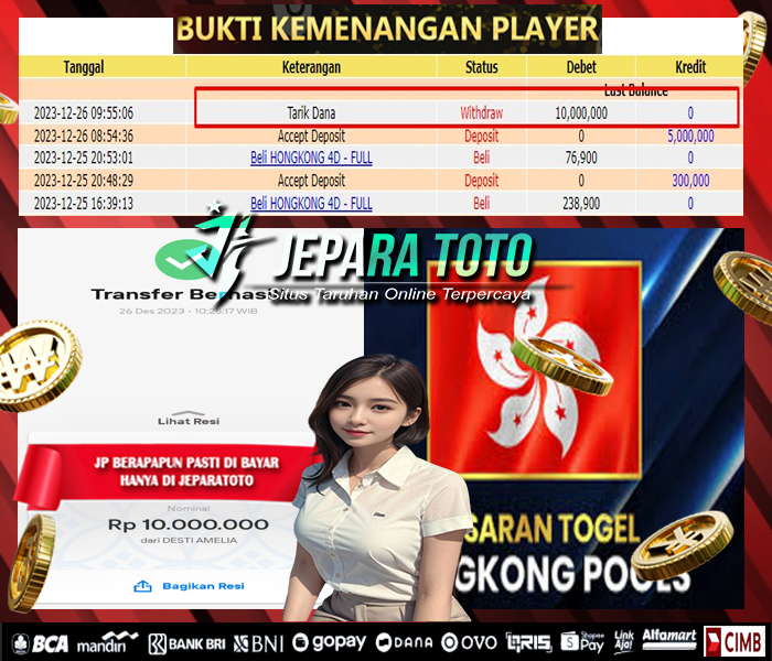 HASIL BUKTI JP TOGEL HONGKONG POOLS MEMBER JEPARATOTO