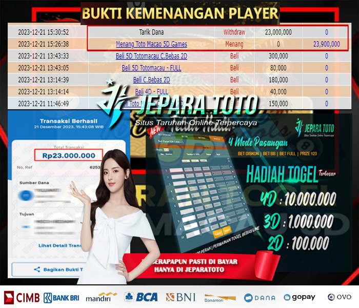 HASIL BUKTI JP TOGEL TOTOMACAU 5D POOLS MEMBER JEPARATOTO