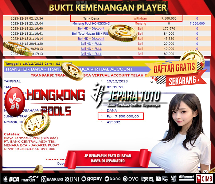 HASIL BUKTI JP TOGEL HONGKONG POOLS MEMBER JEPARATOTO