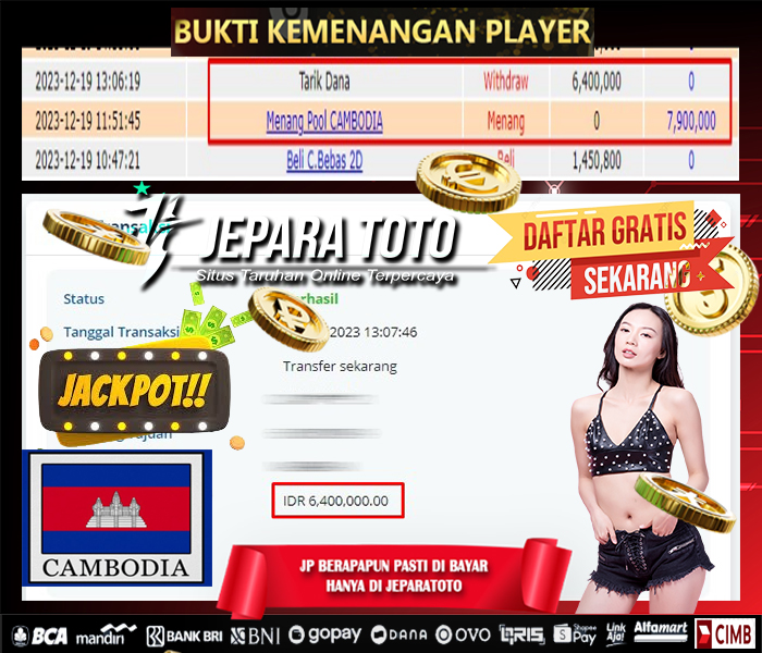 HASIL BUKTI JP TOGEL CAMBODIA POOLS MEMBER JEPARATOTO