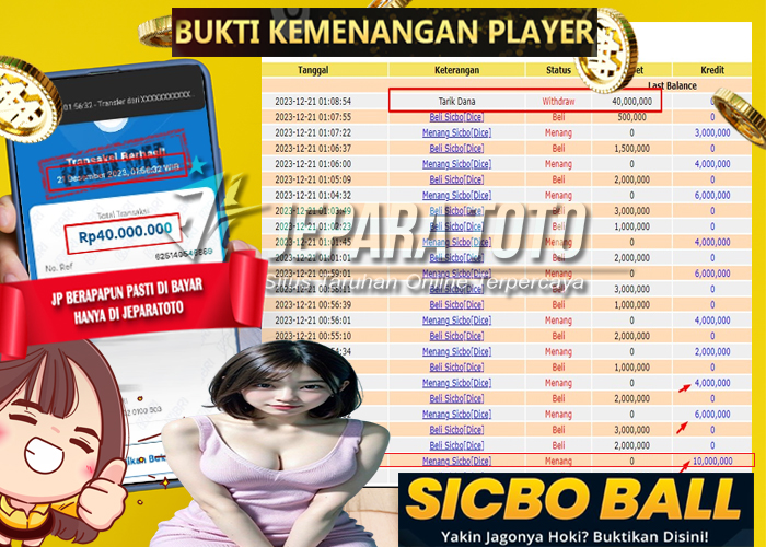 HASIL BUKTI JP LIVE GAME SICBO DICE MEMBER JEPARATOTO