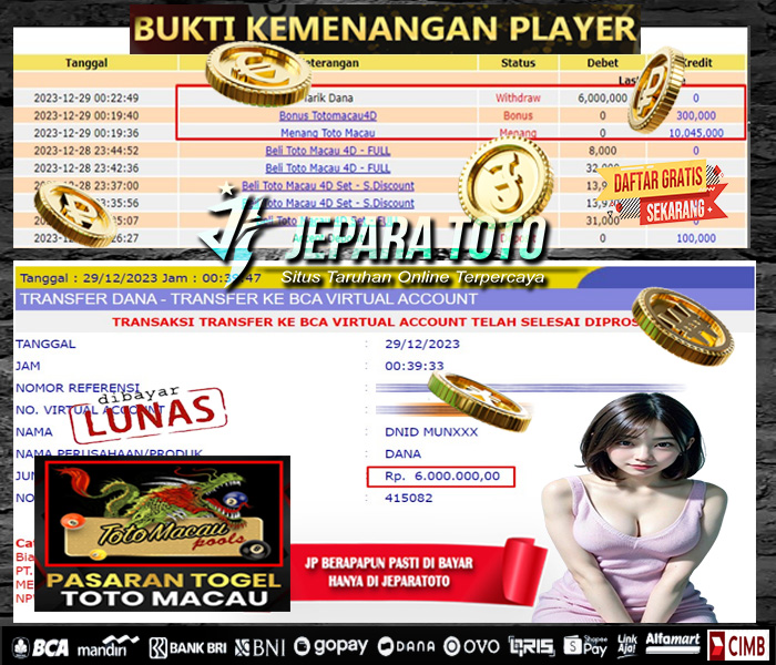 HASIL BUKTI JP TOGEL TOTOMACAU POOLS MEMBER JEPARATOTO