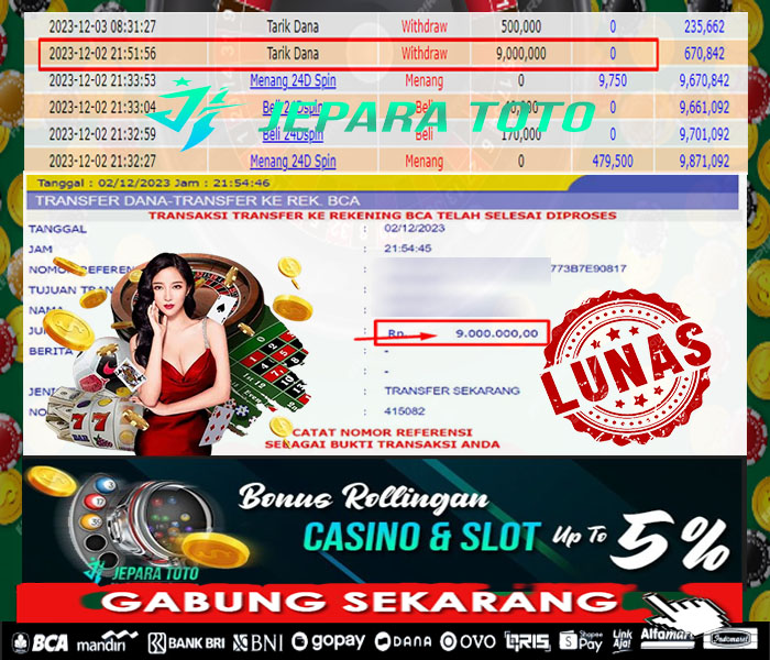 HASIL BUKTI WIN LIVE GAME 24D SPIN MEMBER JEPARATOTO