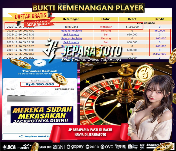 HASIL BUKTI JP LIVE GAME ROULETTE MEMBER JEPARATOTO