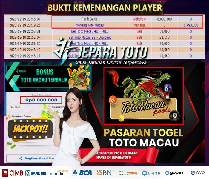 HASIL BUKTI JP TOGEL TOTOMACAU POOLS MEMBER JEPARATOTO