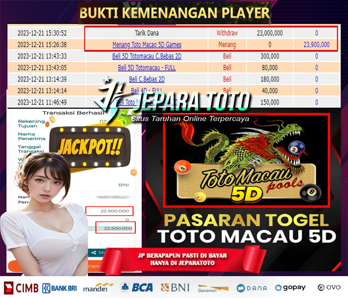 HASIL BUKTI JP TOGEL TOTOMACAU 5D POOLS MEMBER JEPARATOTO