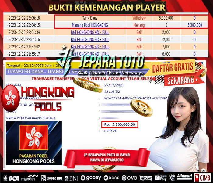 HASIL BUKTI JP TOGEL HONGKONG POOLS MEMBER JEPARATOTO