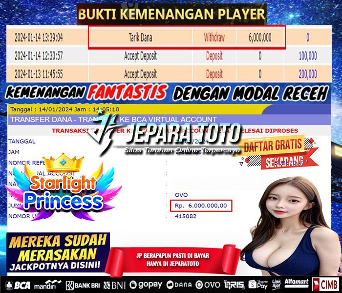 HASIL BUKTI JP SLOT STARLIGHT PRINCESS MEMBER JEPARATOTO