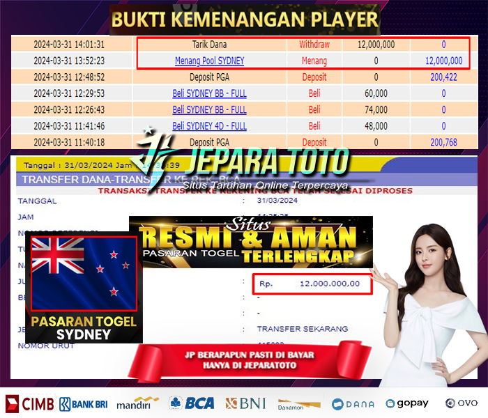 BUKTI KEMENANGAN TOGEL SYDNEY POOLS MEMBER JEPARATOTO