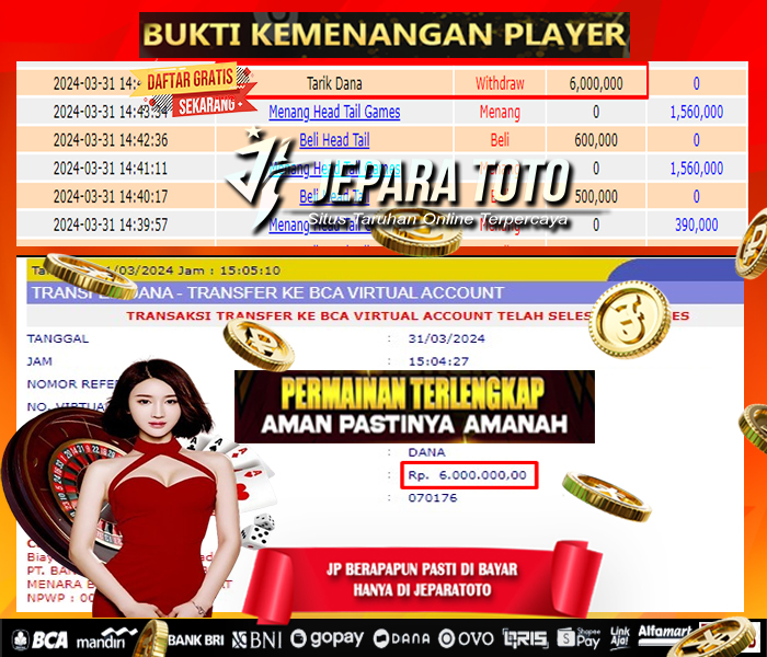 BUKTI KEMENANGAN LIVE GAME HEAD TAIL MEMBER JEPARATOTO