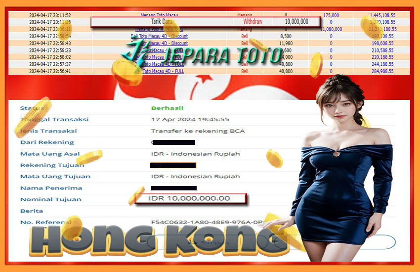 BUKTI KEMENANGAN TOGEL HONGKONG POOLS MEMBER JEPARATOTO