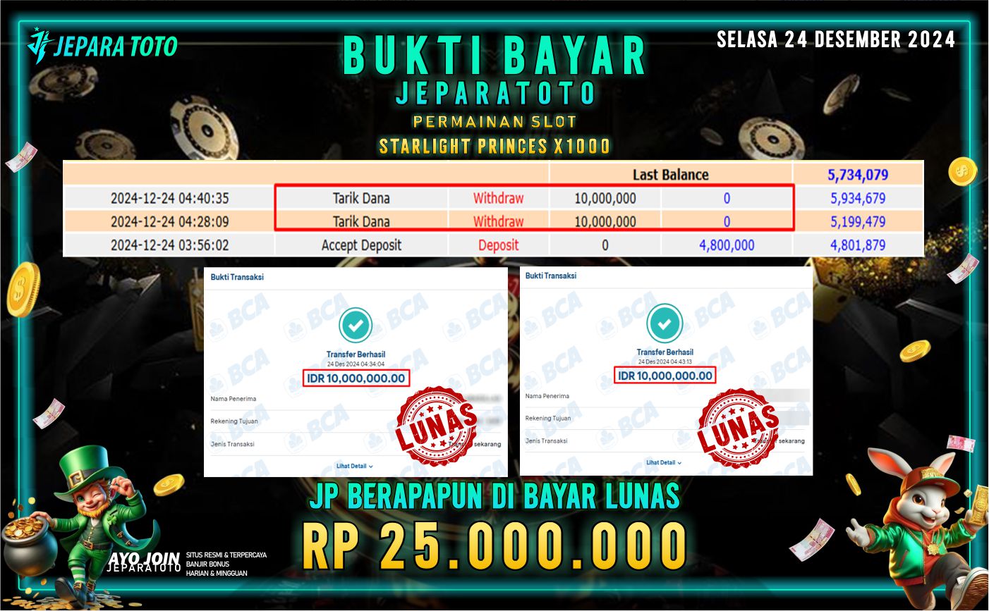 BUKTI KEMENANGAN SLOT STAR LIGHT PRINCES X1000 MEMBER JEPARATOTO