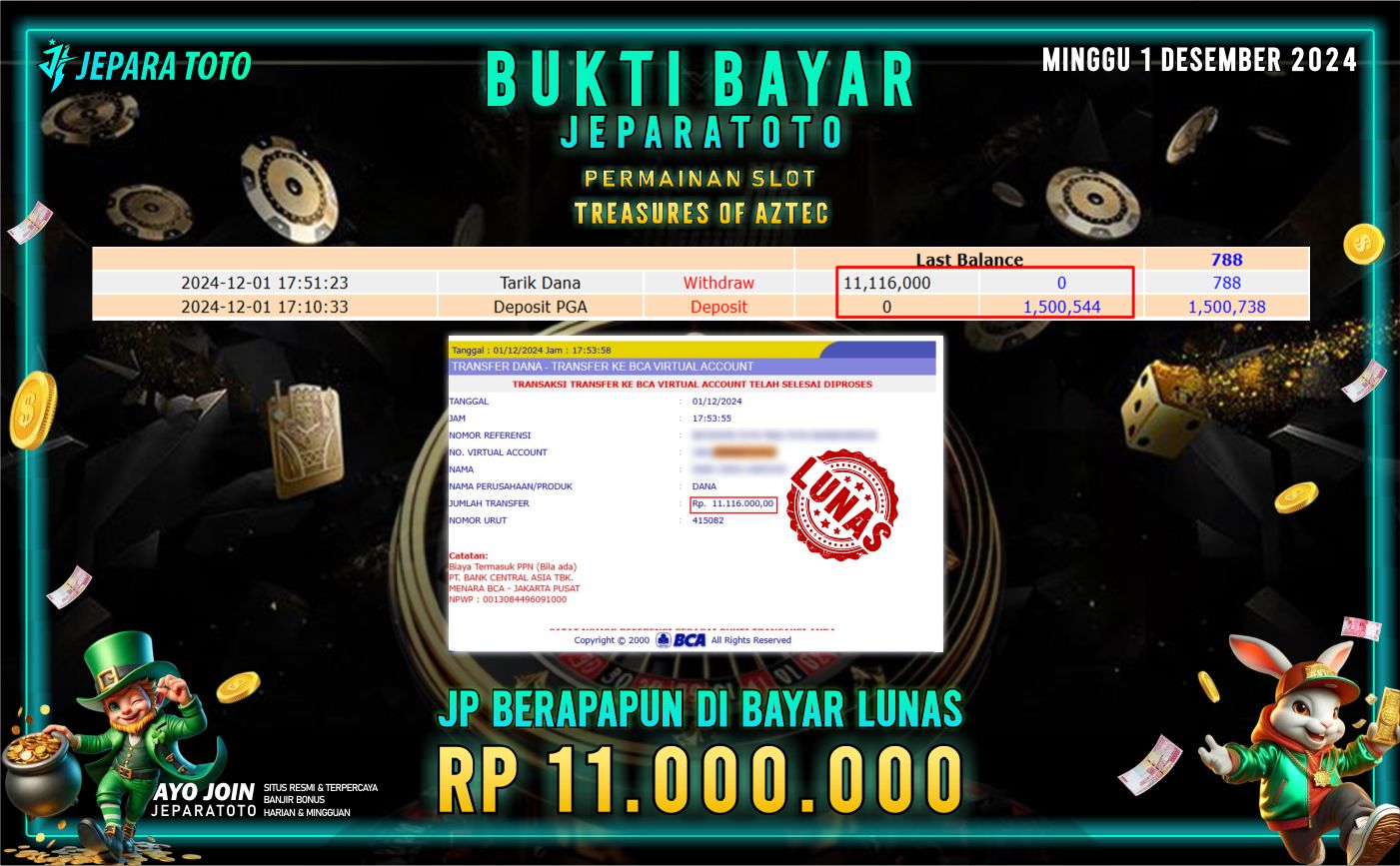 BUKTI KEMENANGAN SLOT TREASURES OF AZTEC MEMBER JEPARATOTO