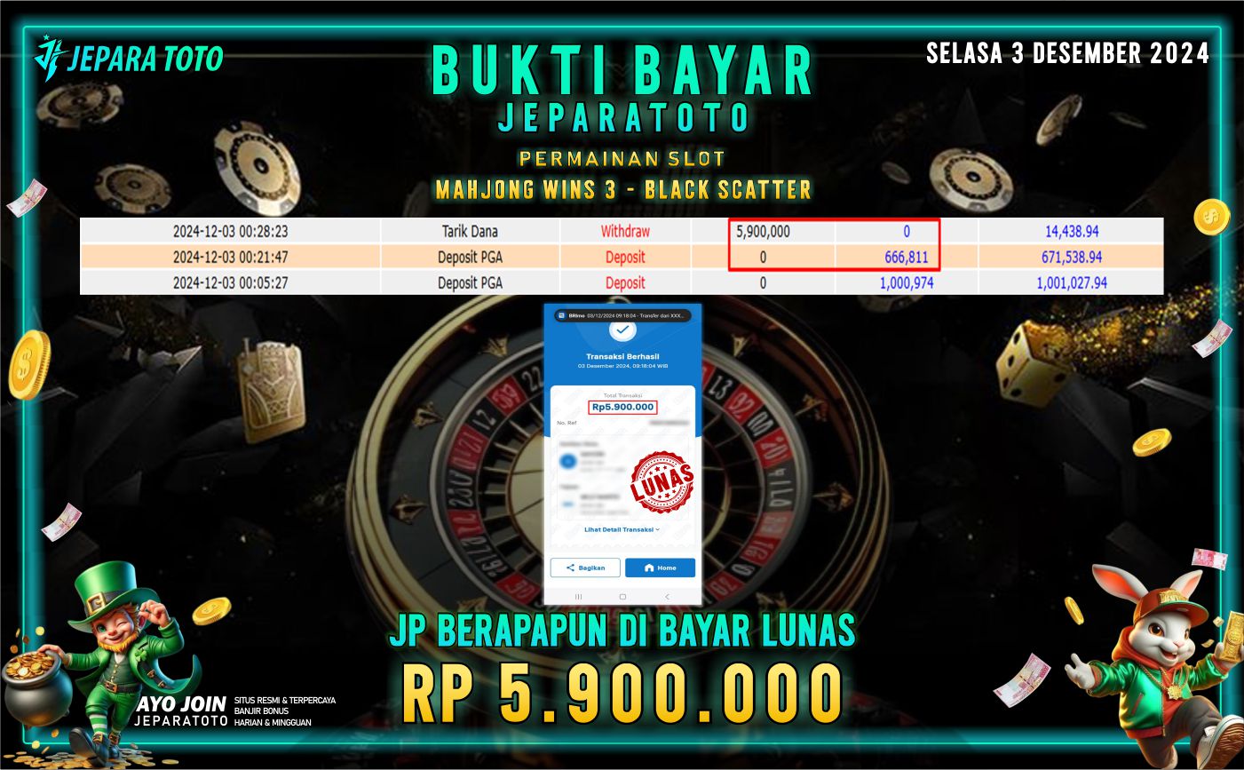 BUKTI KEMENANGAN SLOT MAHJONG WINS 3 – BLACK SCATTER MEMBER JEPARATOTO