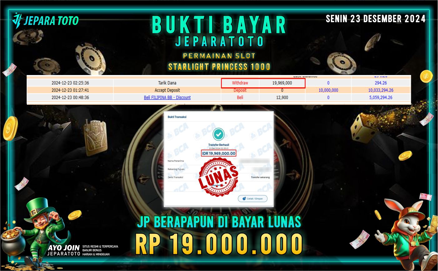 BUKTI KEMENANGAN SLOT STARLIGHT PRINCESS 1000 MEMBER JEPARATOTO