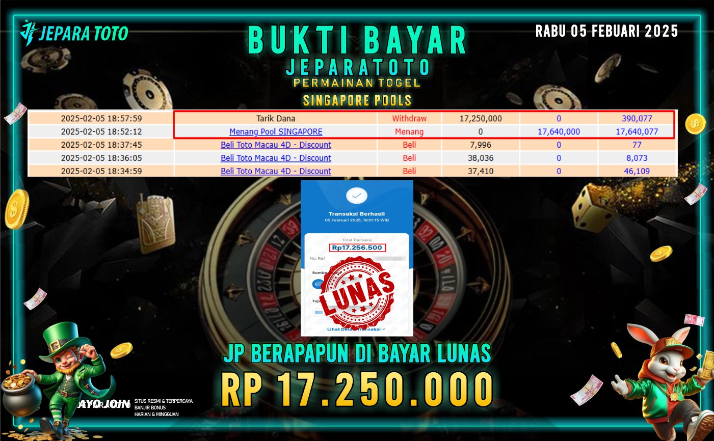 BUKTI KEMENANGAN TOGEL SINGAPORE POOLS MEMBER JEPARATOTO