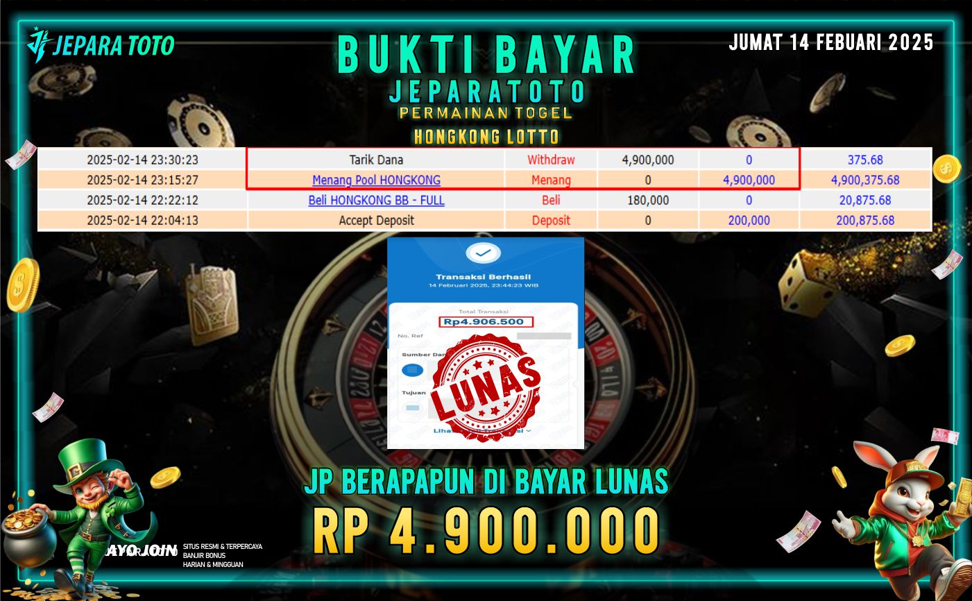 BUKTI KEMENANGAN TOGEL HONGKONG LOTTO MEMBER JEPARATOTO