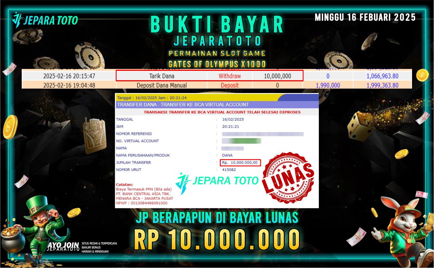 BUKTI KEMENANGAN SLOT GAME GATES OF OLYMPUS X1000 MEMBER JEPARATOTO