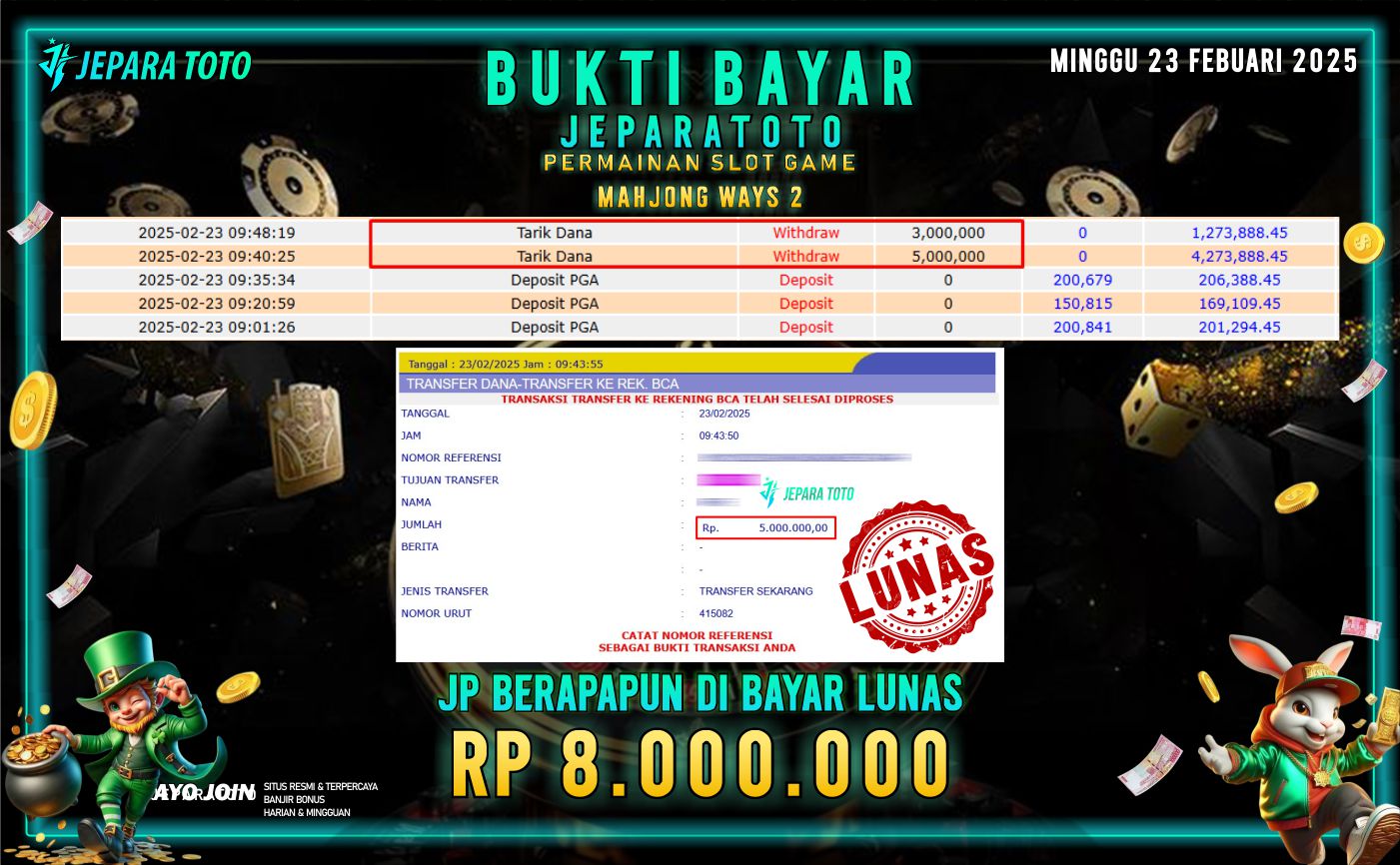 BUKTI KEMENANGAN SLOT GAME MAHJONG WAYS 2 MEMBER JEPARATOTO