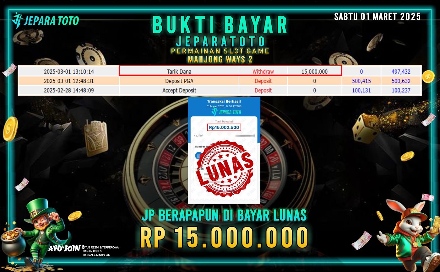 BUKTI KEMENANGAN SLOT MAHJONG WAYS 2 MEMBER JEPARATOTO