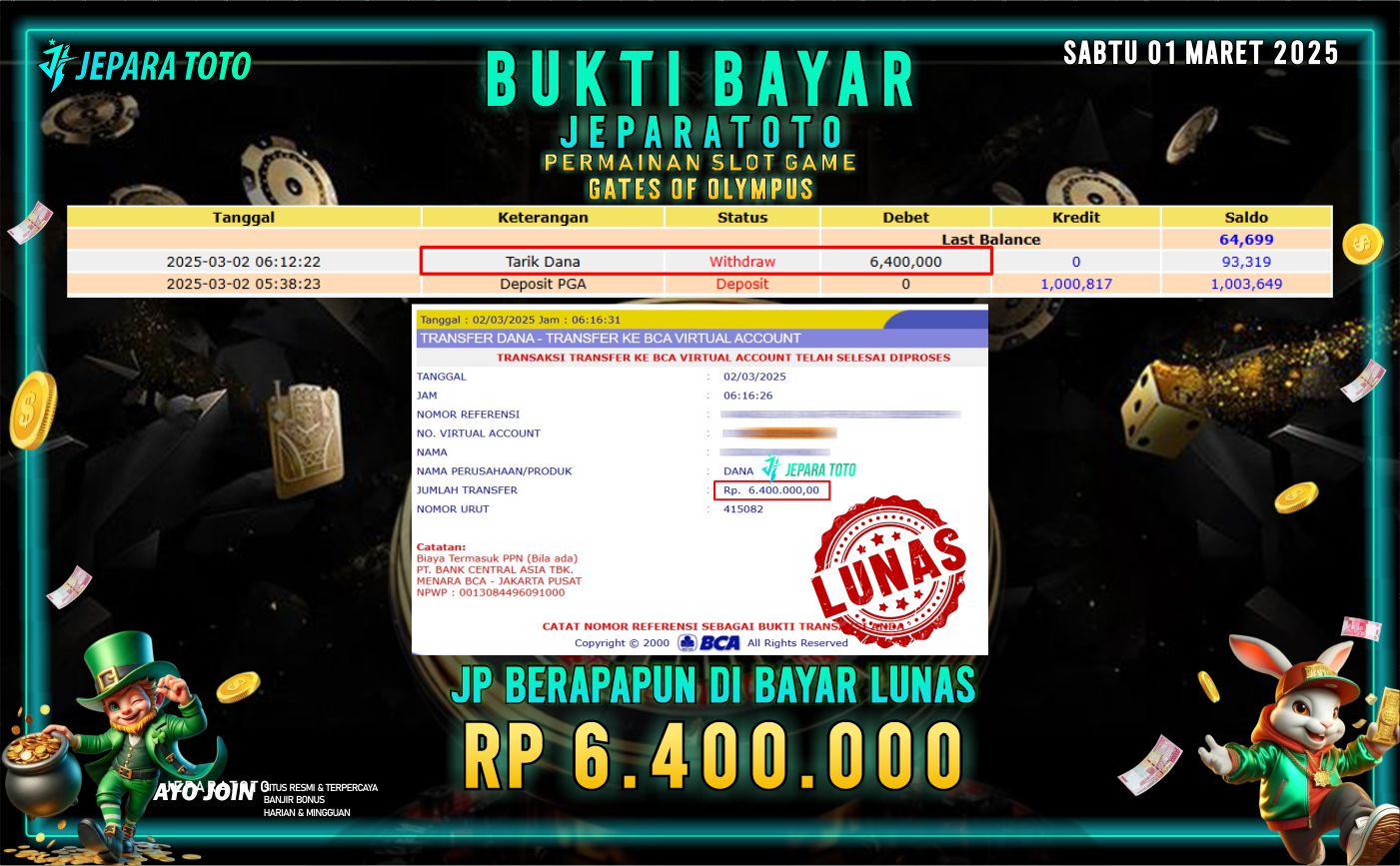 BUKTI KEMENANGAN SLOT GAME GATES OF OLYMPUS MEMBER JEPARATOTO