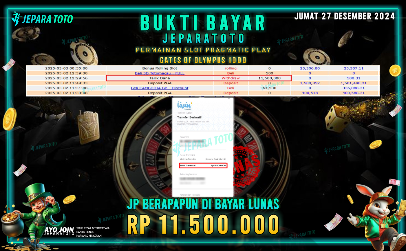 BUKTI KEMENANGAN SLOT GAME GATES OF OLYMPUS X1000 MEMBER JEPARATOTO