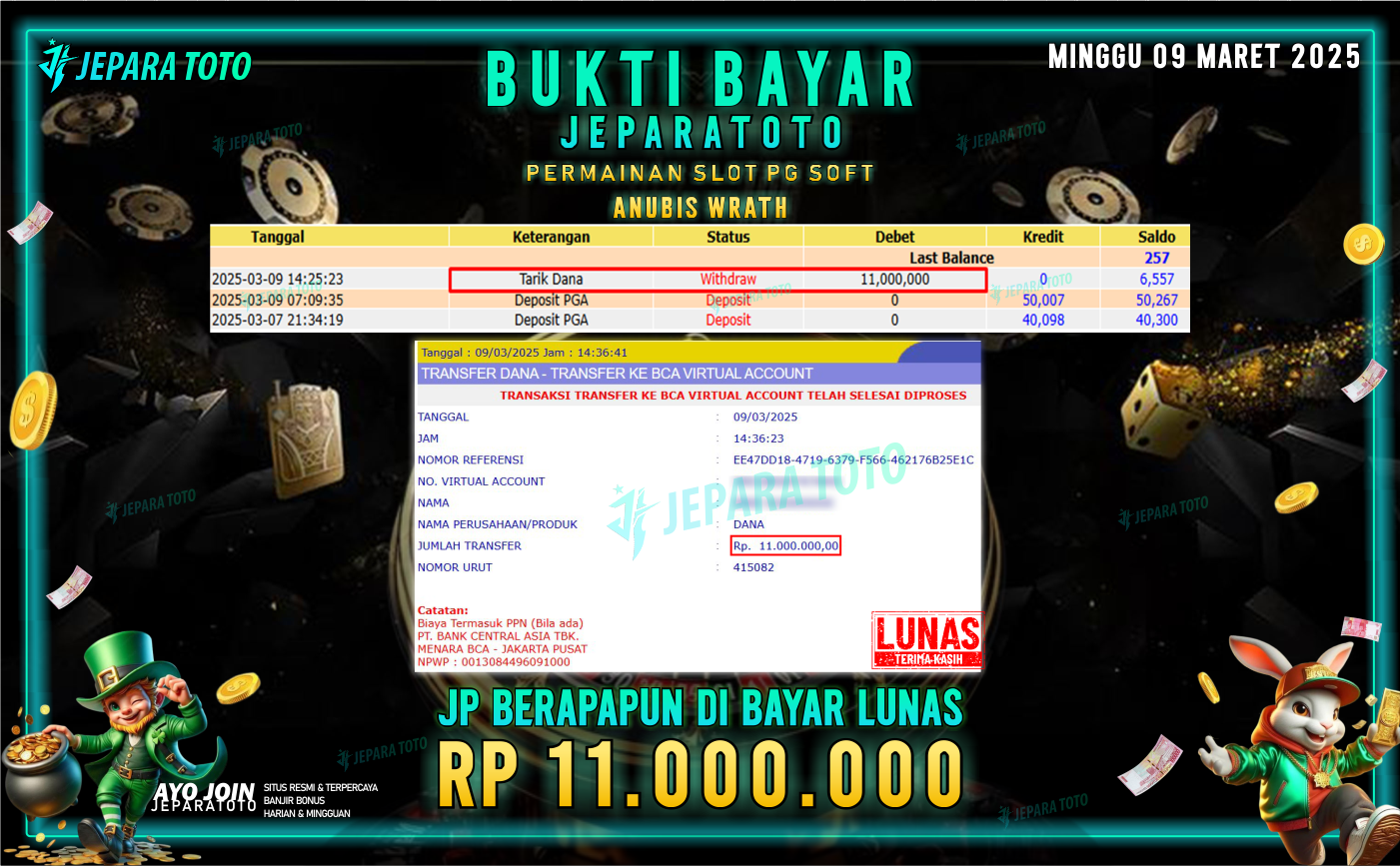 BUKTI KEMENANGAN ANUBIS WRATH MEMBER JEPARATOTO