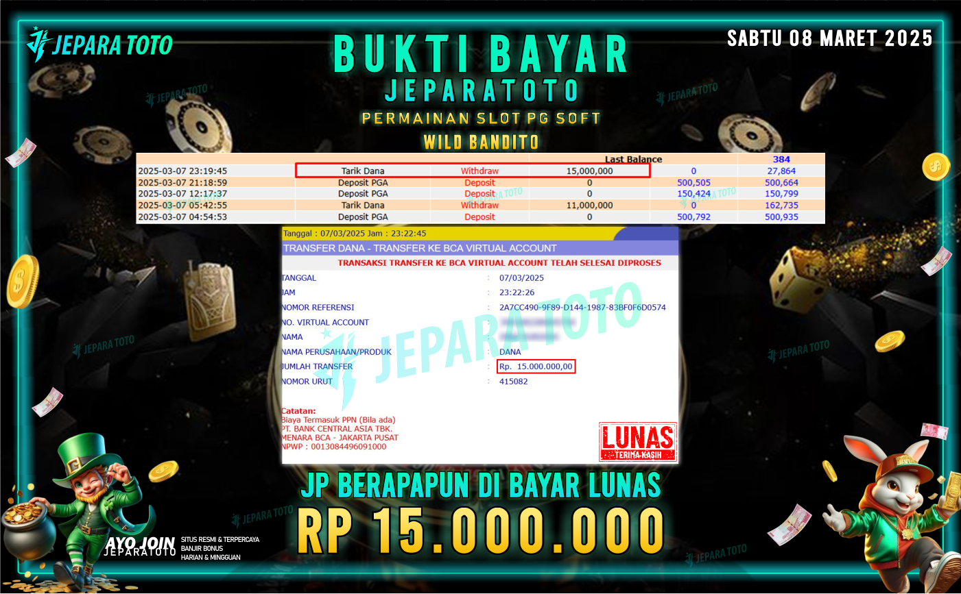 BUKTI KEMENANGAN SLOT GAME WILD BANDITO MEMBER JEPARATOTO