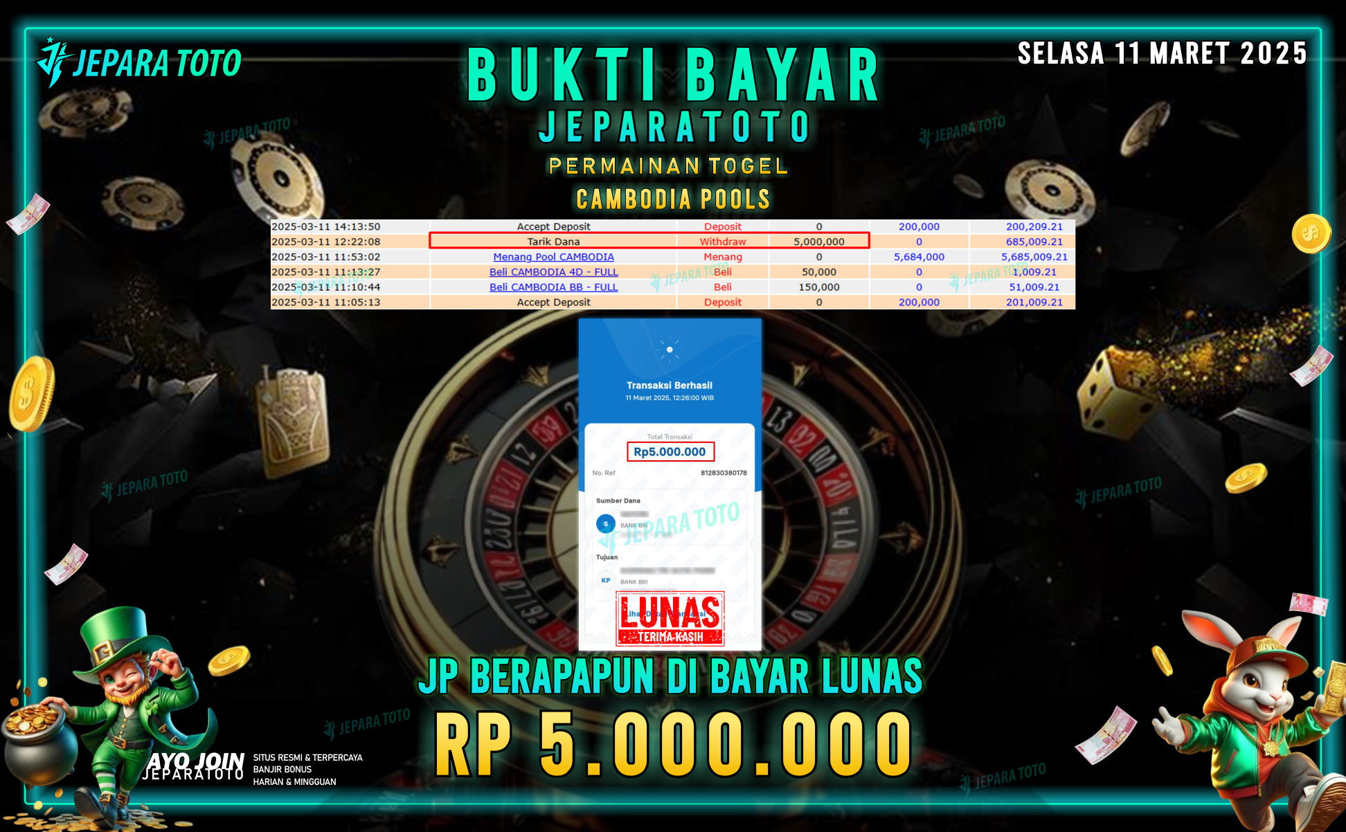 BUKTI KEMENANGAN MEMBER JEPARATOTO | TOGEL CAMBODIA POOLS