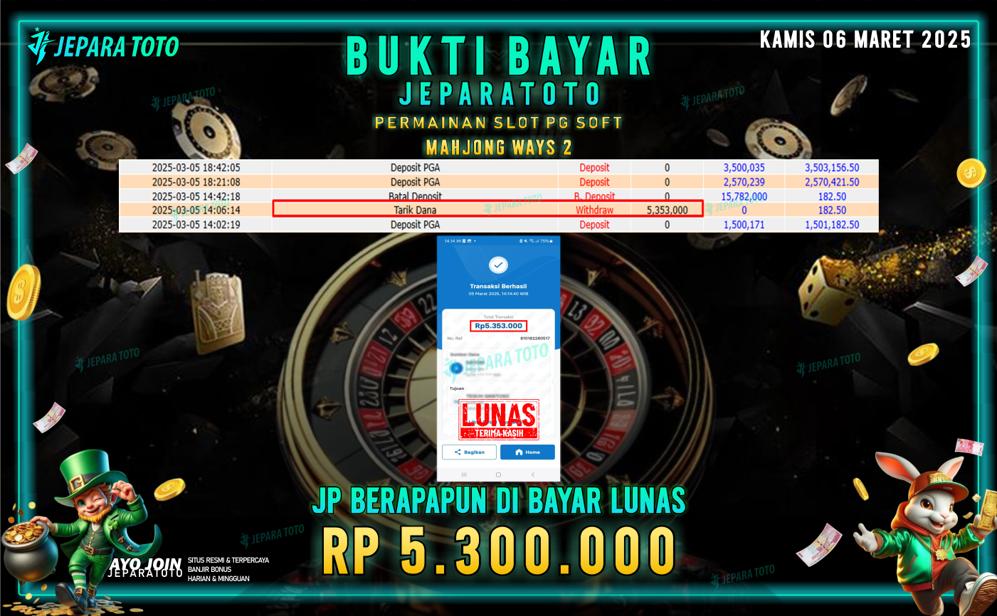 BUKTI KEMENANGAN SLOT GAME MAHJONG WAYS 2 MEMBER JEPARATOTO