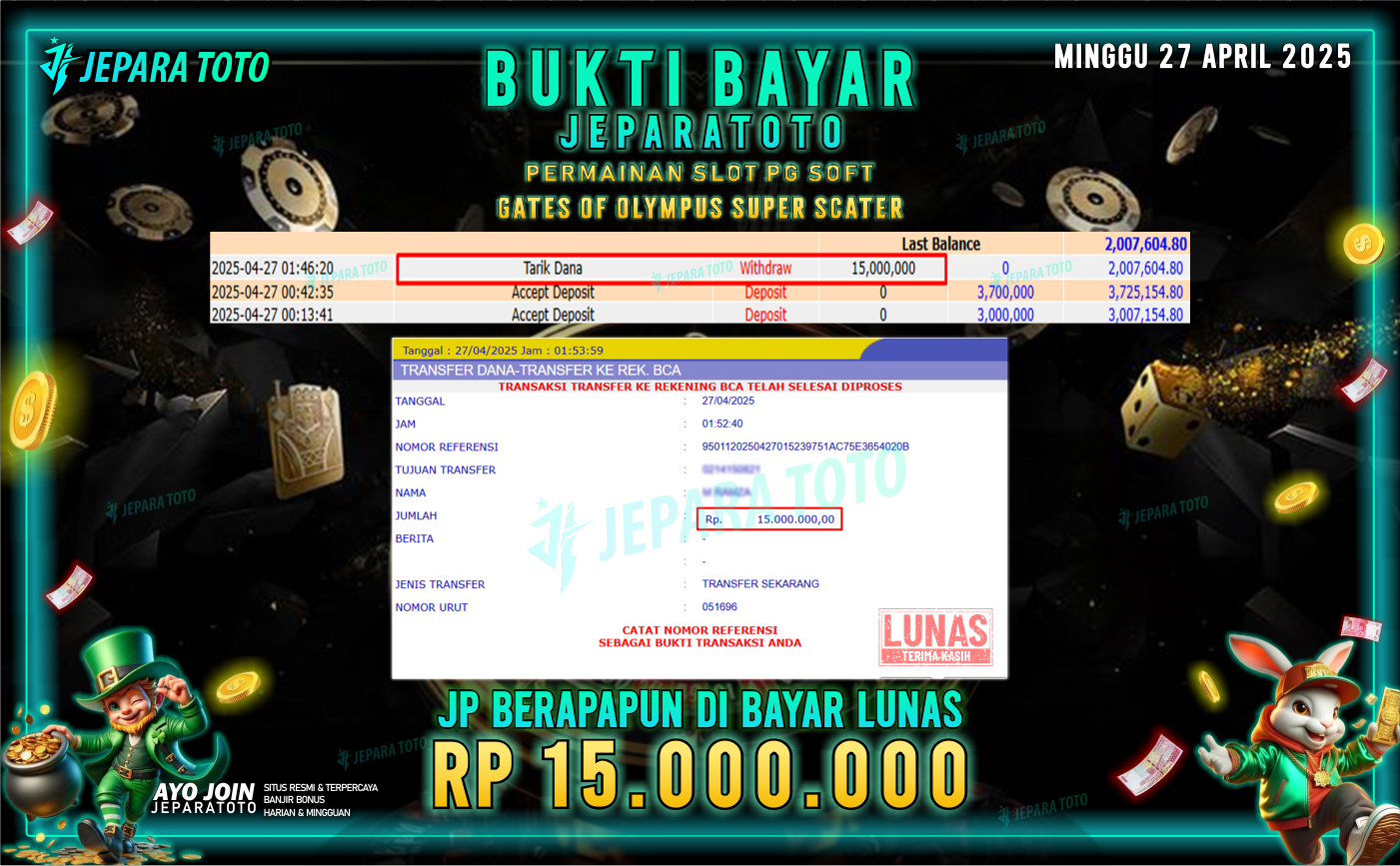 BUKTI KEMENANGAN MEMBER JEPARATOTO SLOT PRAGMATIC PLAY | GAME GATES OF OLYMPUS SUPER SCATER
