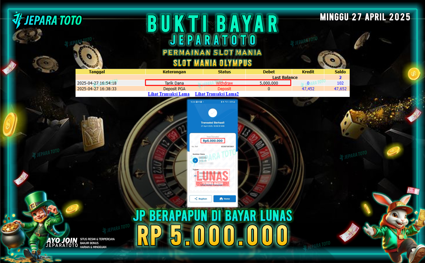 BUKTI KEMENANGAN MEMBER JEPARATOTO SLOT MANIA | GAME SLOT MANIA